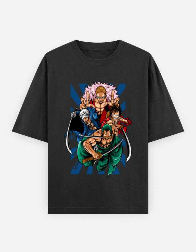 One Piece Power Clash Oversized T-Shirt – Zoro, Law, Luffy