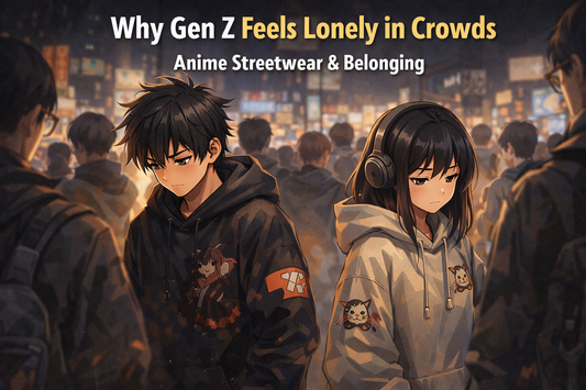 Gen Z anime streetwear expressing belonging and comfort in crowded spaces