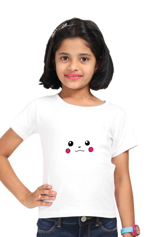 Minimal Pikachu Face Kids’ T-Shirt – Cute Anime-Inspired Tee