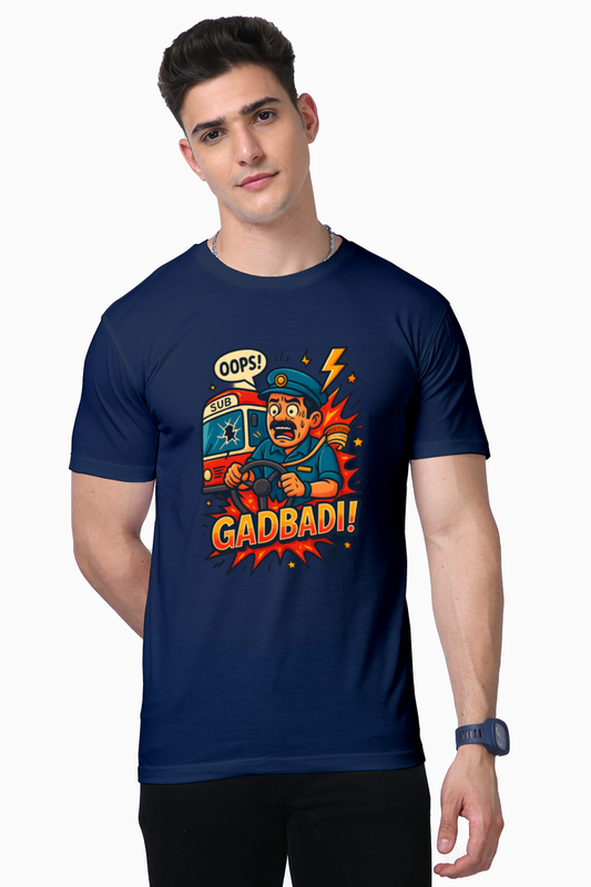 Gadbadi Supima Tee – Oops! Train Driver Edition