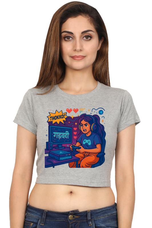 Gadbadi Gamer Girl Crop Top – “Thokko!” PlaysTrashun Edition