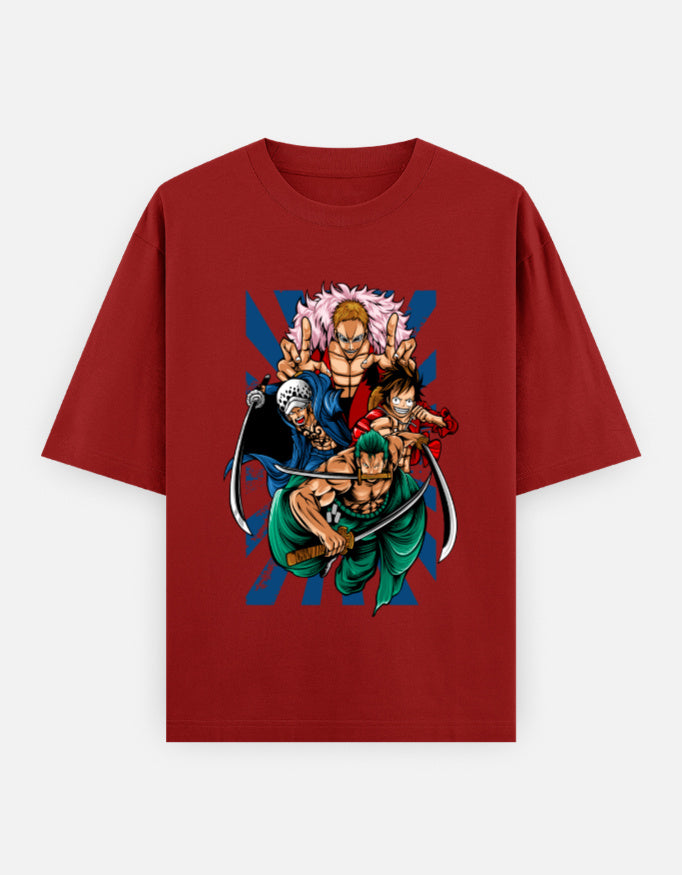 One Piece Power Clash Oversized T-Shirt – Zoro, Law, Luffy