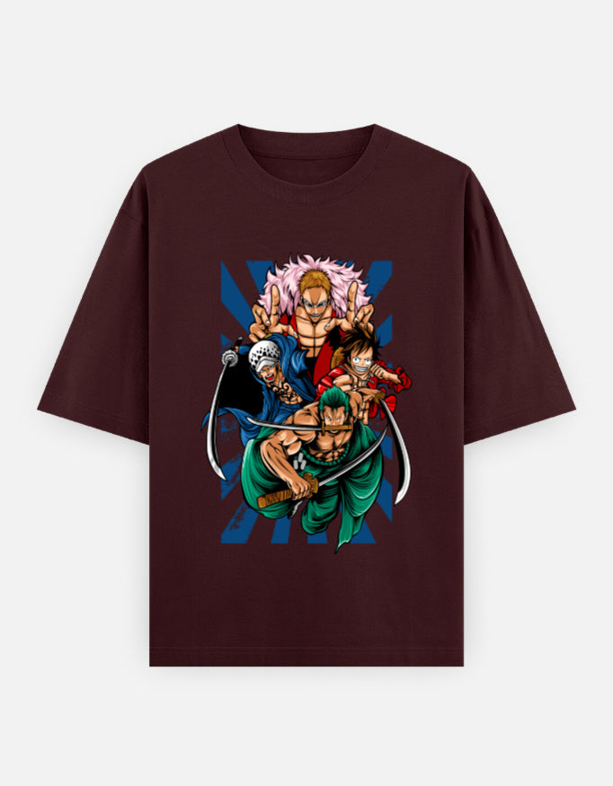 One Piece Power Clash Oversized T-Shirt – Zoro, Law, Luffy