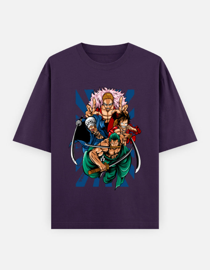 One Piece Power Clash Oversized T-Shirt – Zoro, Law, Luffy