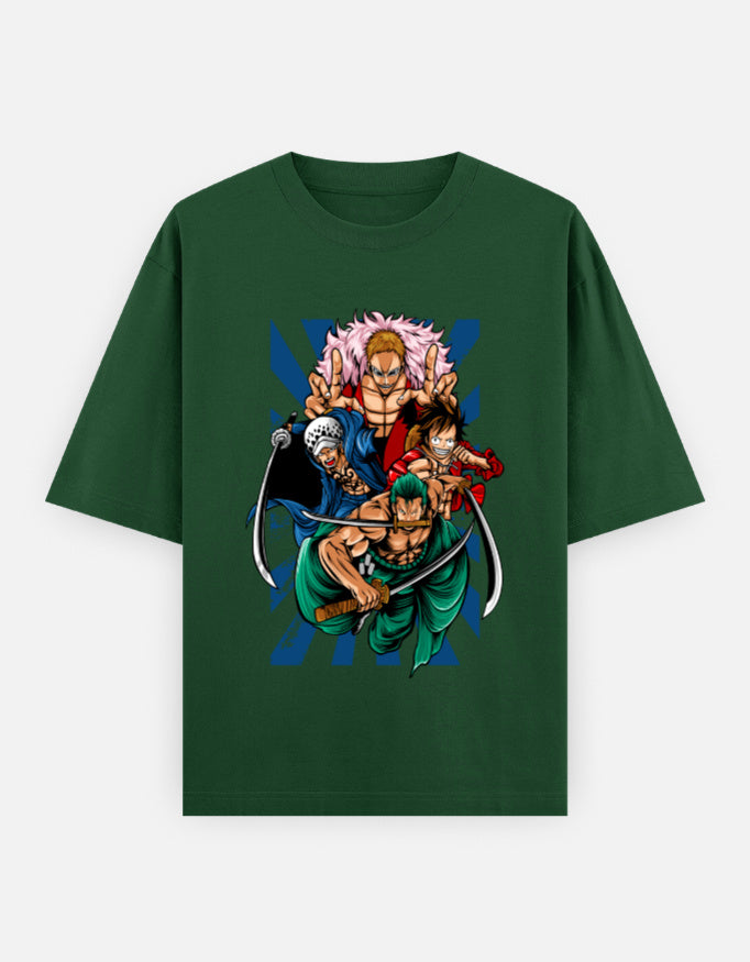 One Piece Power Clash Oversized T-Shirt – Zoro, Law, Luffy