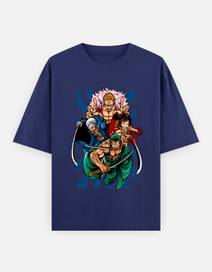 One Piece Power Clash Oversized T-Shirt – Zoro, Law, Luffy